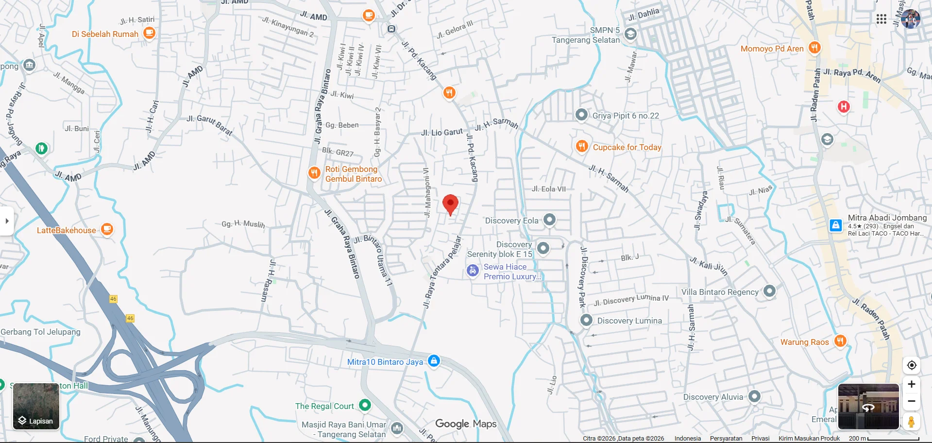 Peta lokasi kantor PT. Bintang Surya Teknik Persada